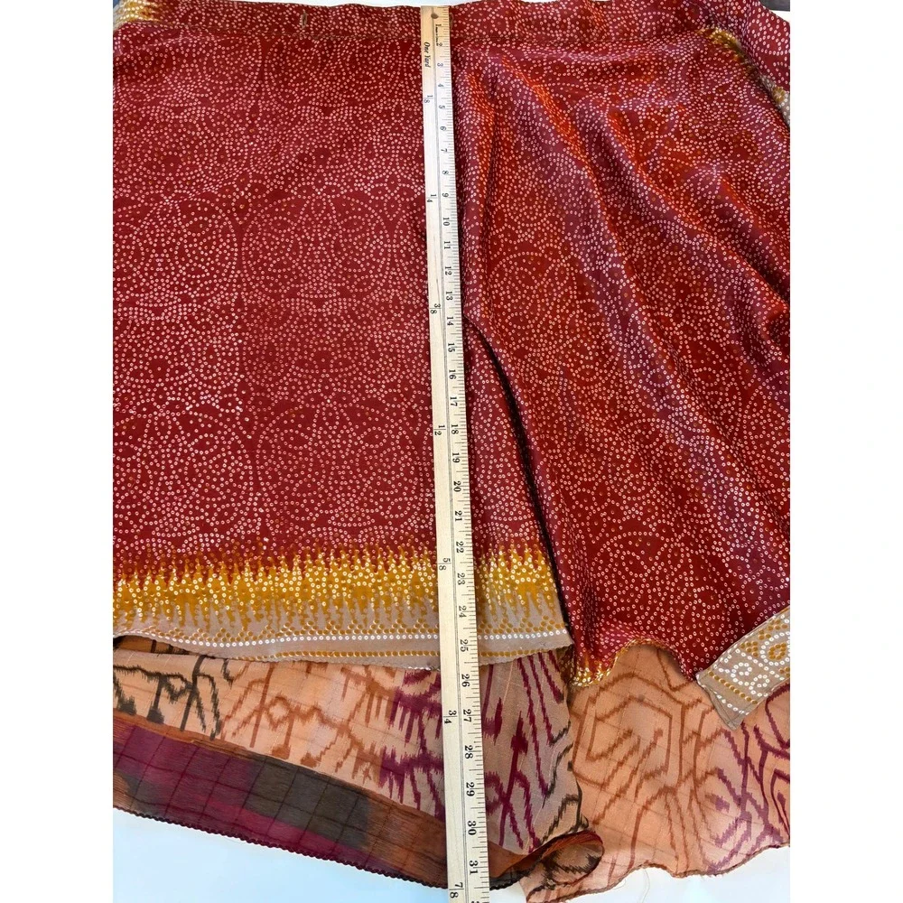 100% Silk Wrap Skirt One Size Ethnix India Boho Festival Resort Reversible